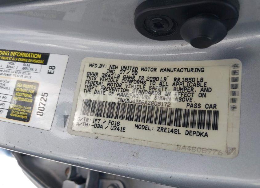 Photo 9 of 2010 Toyota Corolla LE (VIN 1NXBU4EE6AZ208172)