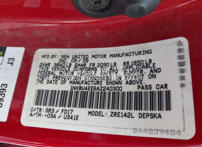 Photo 9 of 2010 Toyota Corolla S (VIN 1NXBU4EE6AZ240300)