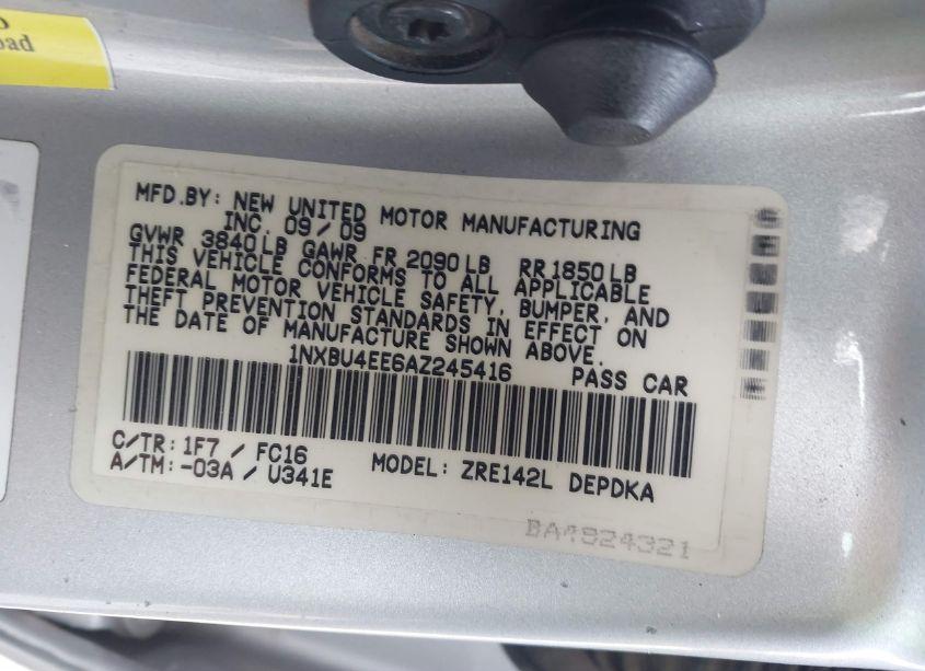 Photo 9 of 2010 Toyota Corolla LE (VIN 1NXBU4EE6AZ245416)