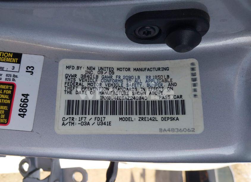 Photo 9 of 2010 Toyota Corolla S (VIN 1NXBU4EE6AZ249840)