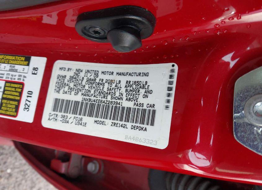 Photo 9 of 2010 Toyota Corolla LE (VIN 1NXBU4EE6AZ283941)