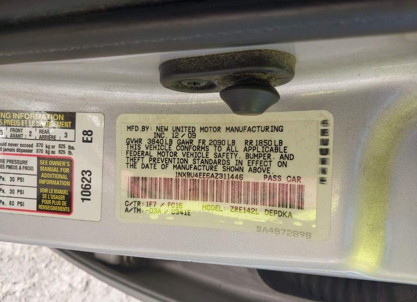 Photo 9 of 2010 Toyota Corolla LE (VIN 1NXBU4EE6AZ311446)