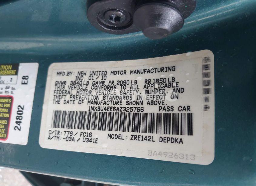 Photo 9 of 2010 Toyota Corolla LE (VIN 1NXBU4EE6AZ325766)