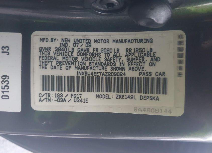 Photo 9 of 2010 Toyota Corolla S (VIN 1NXBU4EE7AZ209024)