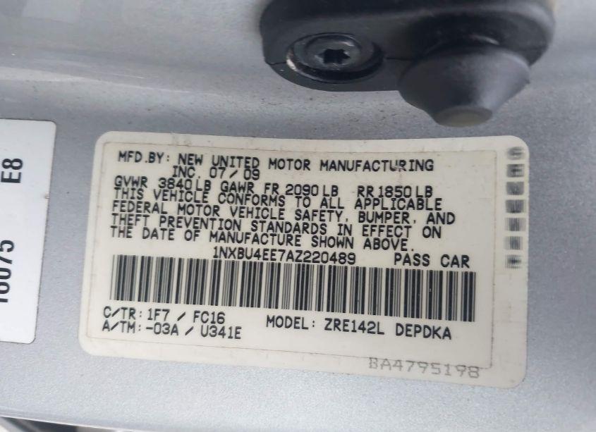 Photo 9 of 2010 Toyota Corolla LE (VIN 1NXBU4EE7AZ220489)