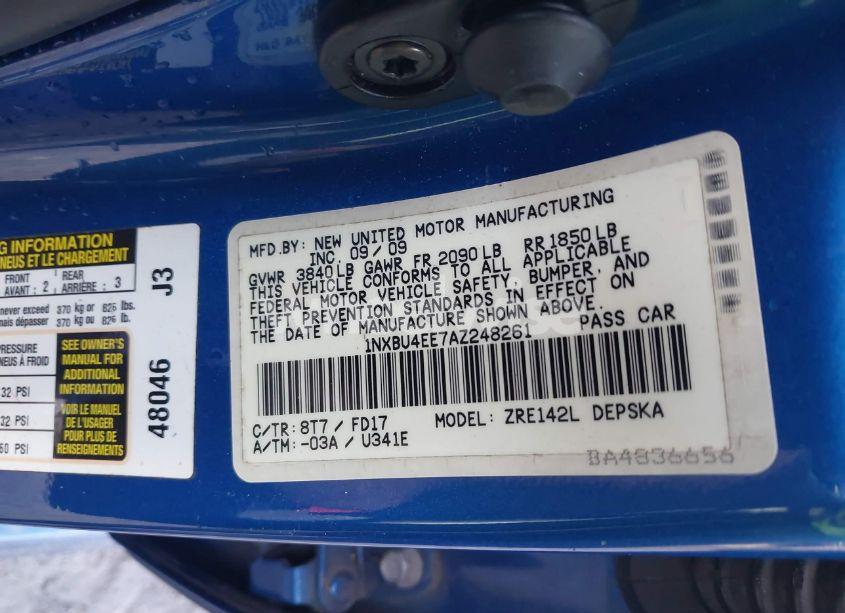 Photo 9 of 2010 Toyota Corolla S (VIN 1NXBU4EE7AZ248261)