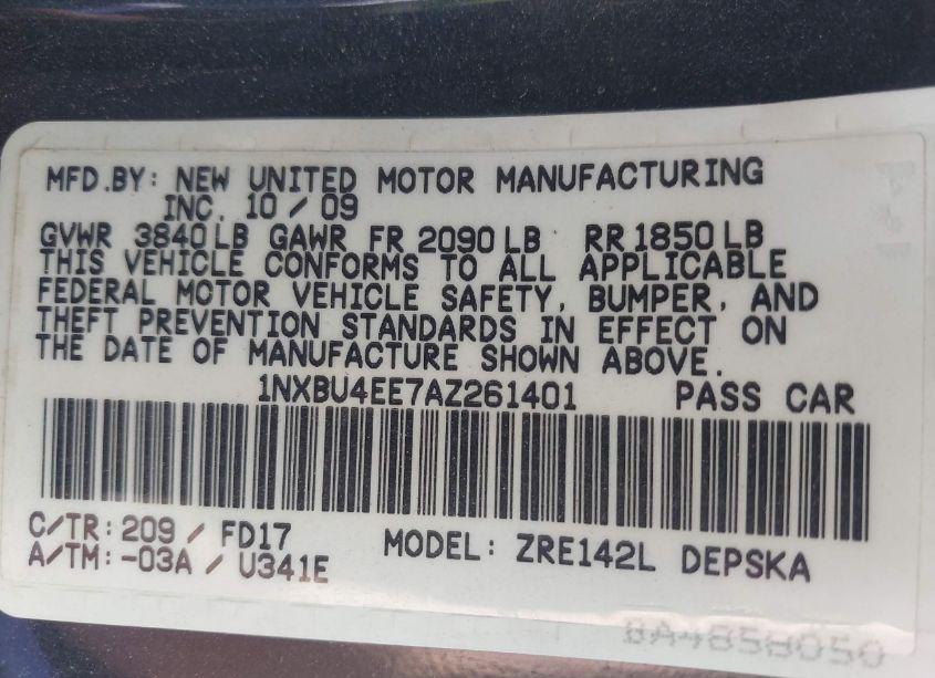 Photo 9 of 2010 Toyota Corolla S (VIN 1NXBU4EE7AZ261401)