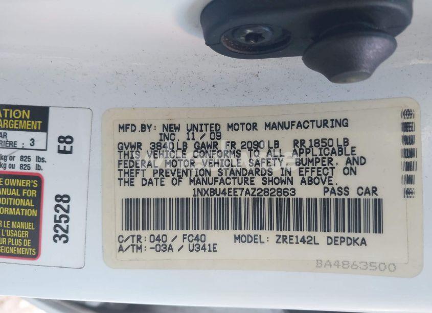 Photo 9 of 2010 Toyota Corolla LE (VIN 1NXBU4EE7AZ282863)