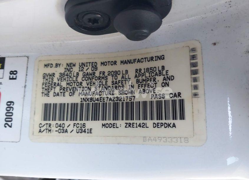 Photo 9 of 2010 Toyota Corolla LE (VIN 1NXBU4EE7AZ321757)