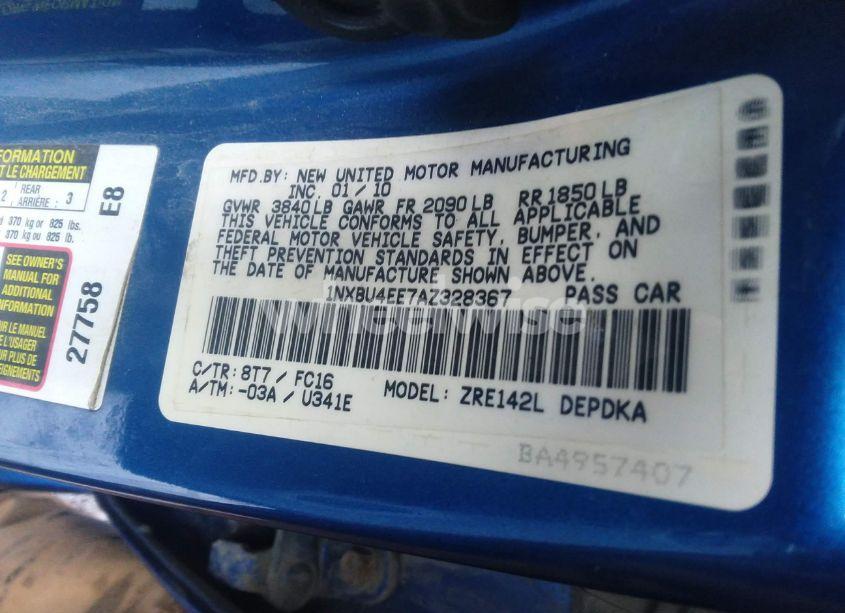 Photo 9 of 2010 Toyota Corolla LE (VIN 1NXBU4EE7AZ328367)