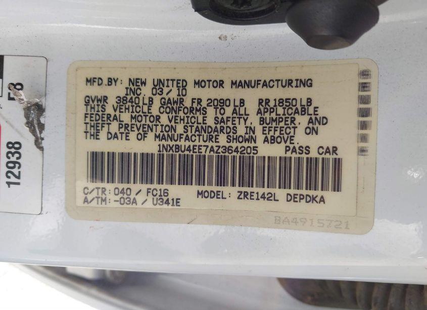 Photo 9 of 2010 Toyota Corolla LE (VIN 1NXBU4EE7AZ364205)