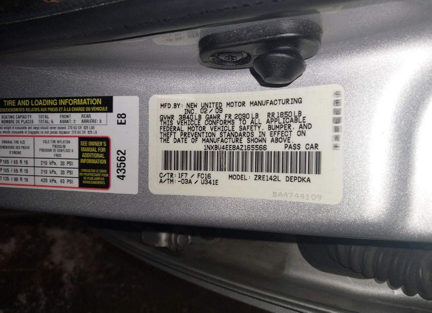 Photo 9 of 2010 Toyota Corolla LE (VIN 1NXBU4EE8AZ165566)