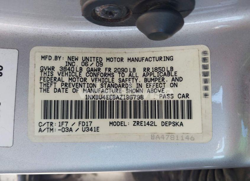 Photo 9 of 2010 Toyota Corolla S (VIN 1NXBU4EE8AZ196798)