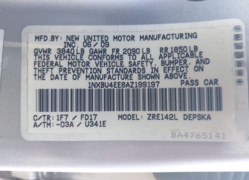 Photo 9 of 2010 Toyota Corolla S (VIN 1NXBU4EE8AZ199197)