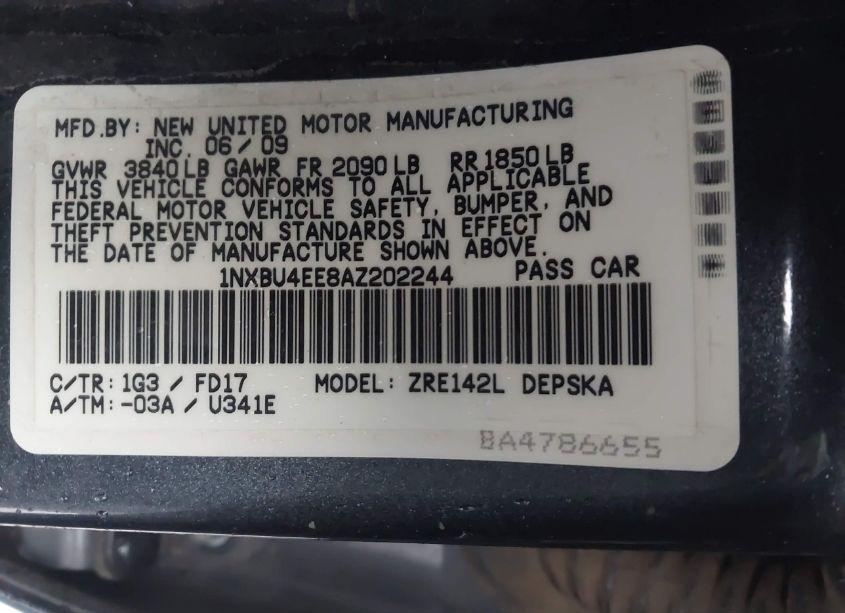 Photo 9 of 2010 Toyota Corolla S (VIN 1NXBU4EE8AZ202244)