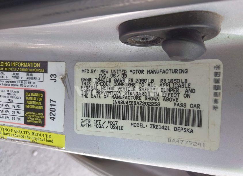 Photo 9 of 2010 Toyota Corolla S (VIN 1NXBU4EE8AZ202258)