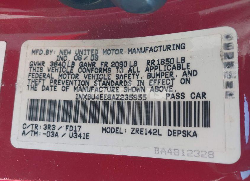 Photo 9 of 2010 Toyota Corolla S (VIN 1NXBU4EE8AZ235955)