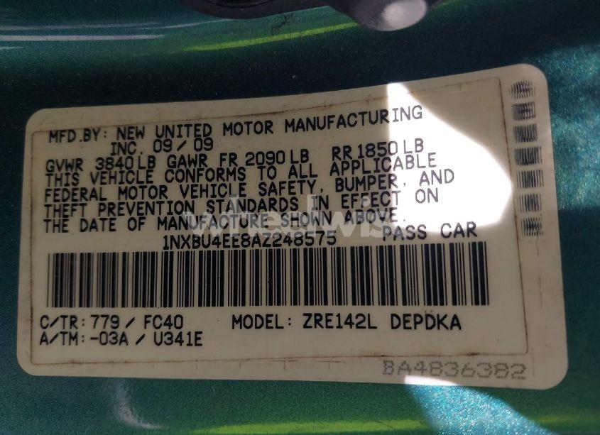 Photo 9 of 2010 Toyota Corolla LE (VIN 1NXBU4EE8AZ248575)