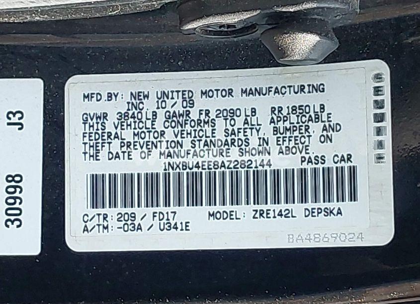 Photo 9 of 2010 Toyota Corolla S (VIN 1NXBU4EE8AZ282144)