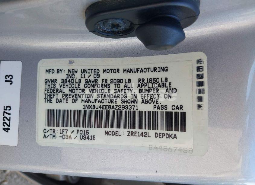 Photo 9 of 2010 Toyota Corolla LE (VIN 1NXBU4EE8AZ293371)