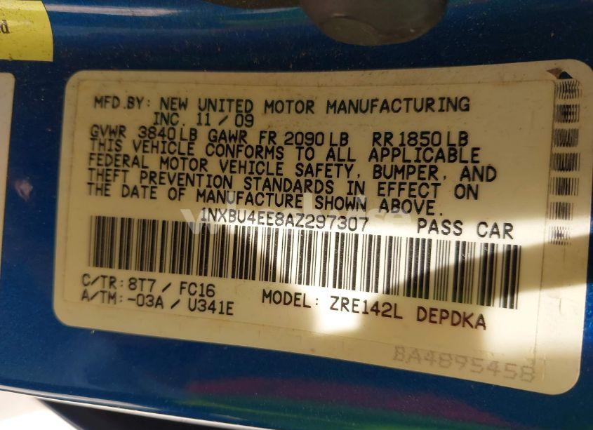 Photo 9 of 2010 Toyota Corolla LE (VIN 1NXBU4EE8AZ297307)