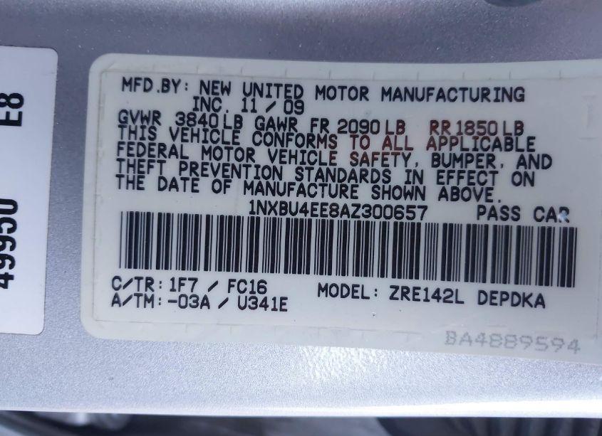 Photo 9 of 2010 Toyota Corolla LE (VIN 1NXBU4EE8AZ300657)