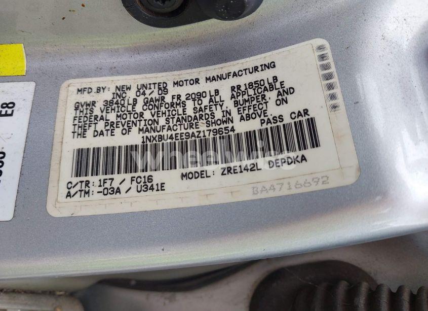 Photo 9 of 2010 Toyota Corolla LE (VIN 1NXBU4EE9AZ179654)