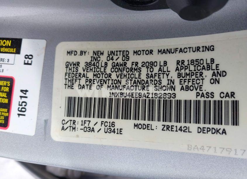 Photo 9 of 2010 Toyota Corolla LE (VIN 1NXBU4EE9AZ182893)