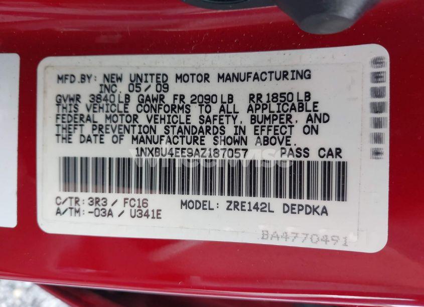 Photo 9 of 2010 Toyota Corolla LE (VIN 1NXBU4EE9AZ187057)