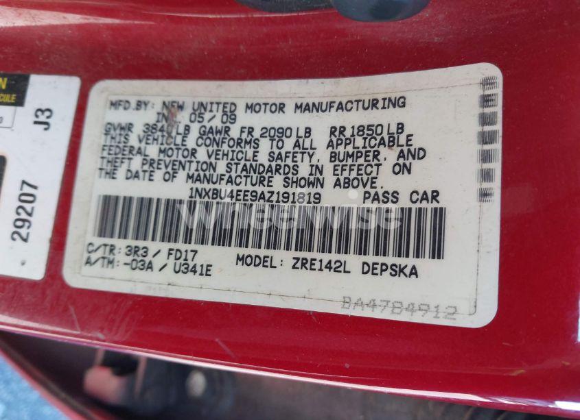 Photo 9 of 2010 Toyota Corolla S (VIN 1NXBU4EE9AZ191819)