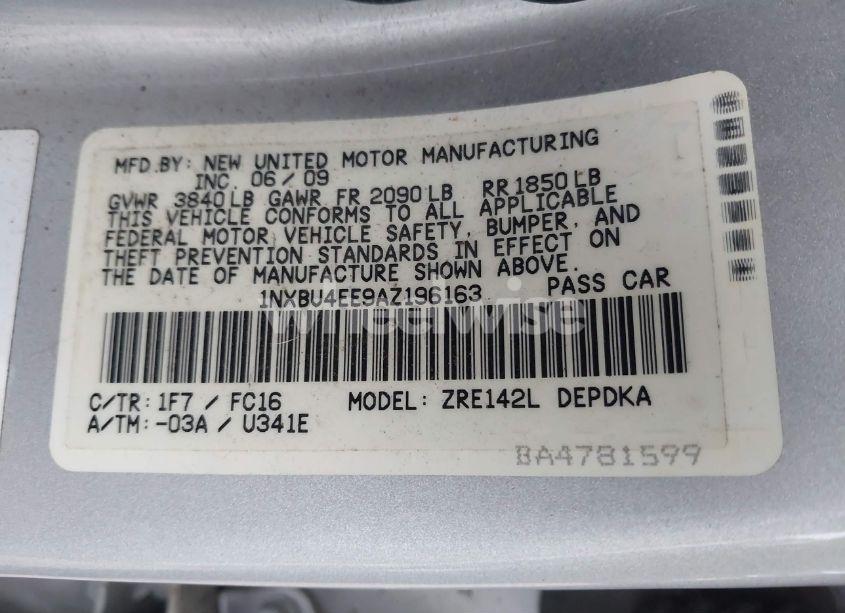 Photo 9 of 2010 Toyota Corolla LE (VIN 1NXBU4EE9AZ196163)