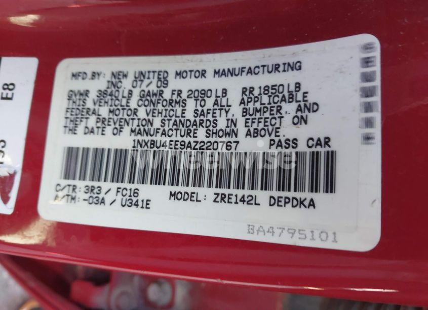 Photo 9 of 2010 Toyota Corolla LE (VIN 1NXBU4EE9AZ220767)