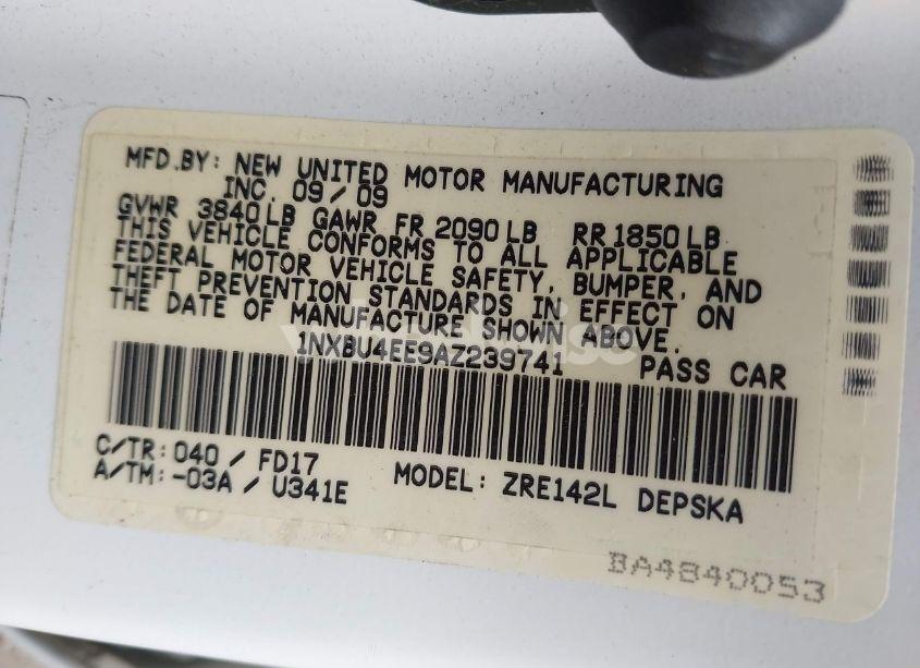 Photo 9 of 2010 Toyota Corolla S (VIN 1NXBU4EE9AZ239741)