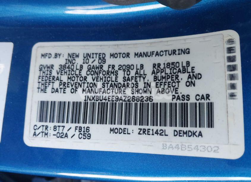 Photo 9 of 2010 Toyota Corolla (VIN 1NXBU4EE9AZ268236)