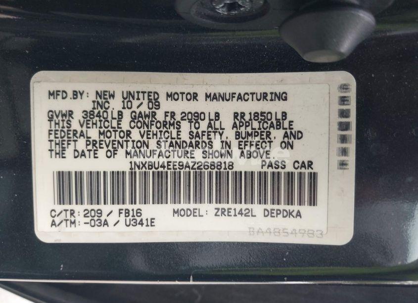 Photo 9 of 2010 Toyota Corolla (VIN 1NXBU4EE9AZ268818)