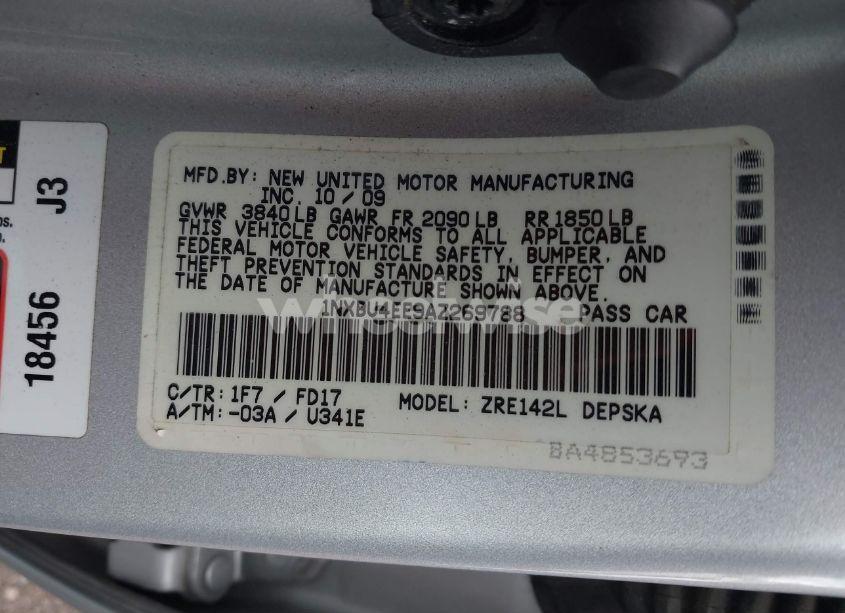 Photo 9 of 2010 Toyota Corolla S (VIN 1NXBU4EE9AZ269788)