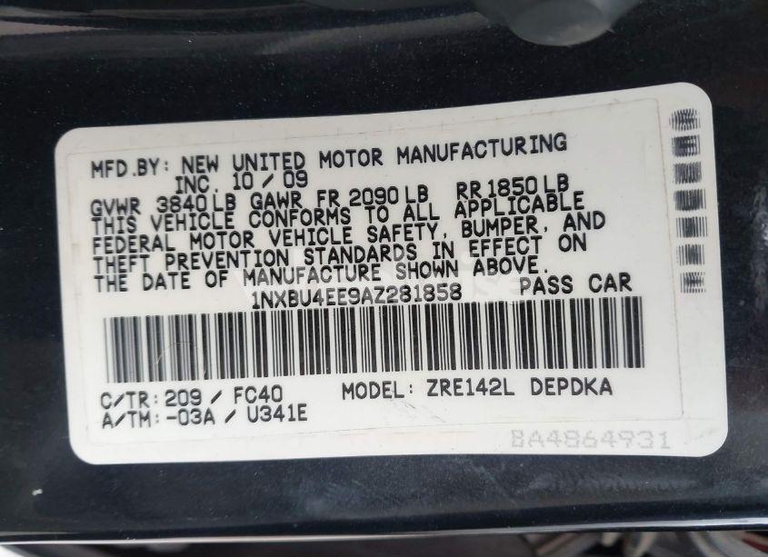 Photo 9 of 2010 Toyota Corolla LE (VIN 1NXBU4EE9AZ281858)