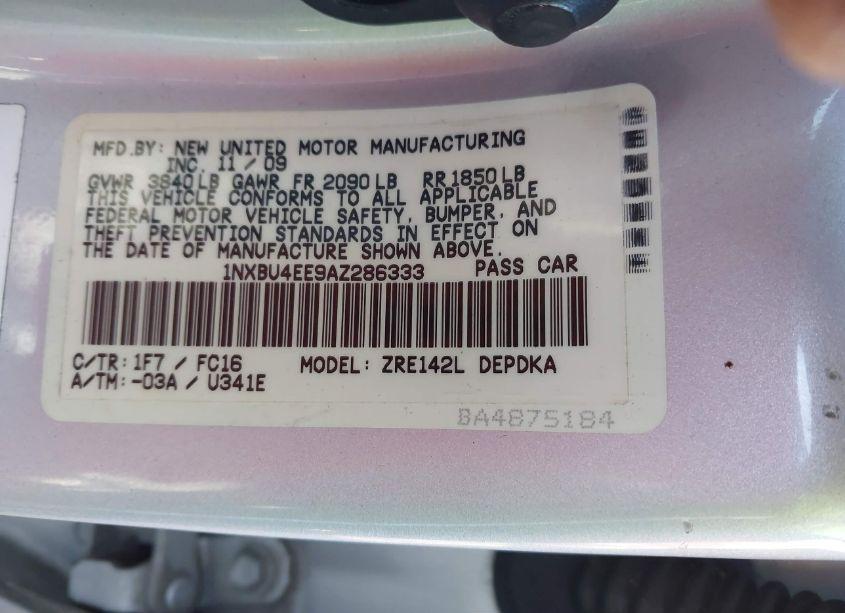 Photo 9 of 2010 Toyota Corolla LE (VIN 1NXBU4EE9AZ286333)