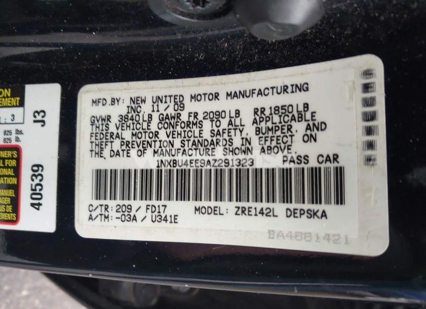 Photo 9 of 2010 Toyota Corolla S (VIN 1NXBU4EE9AZ291323)