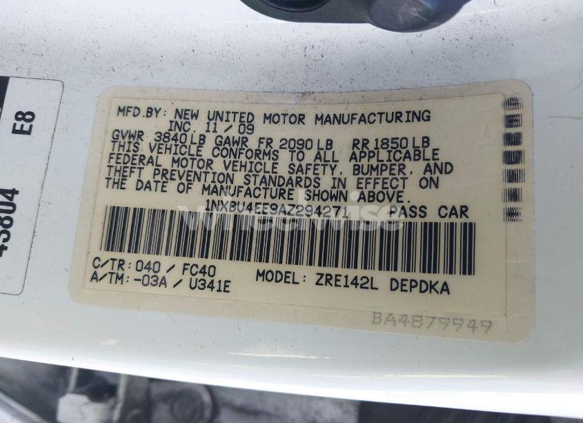 Photo 9 of 2010 Toyota Corolla LE (VIN 1NXBU4EE9AZ294271)