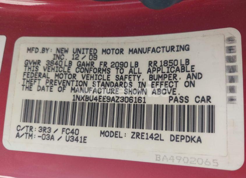 Photo 9 of 2010 Toyota Corolla LE (VIN 1NXBU4EE9AZ306161)