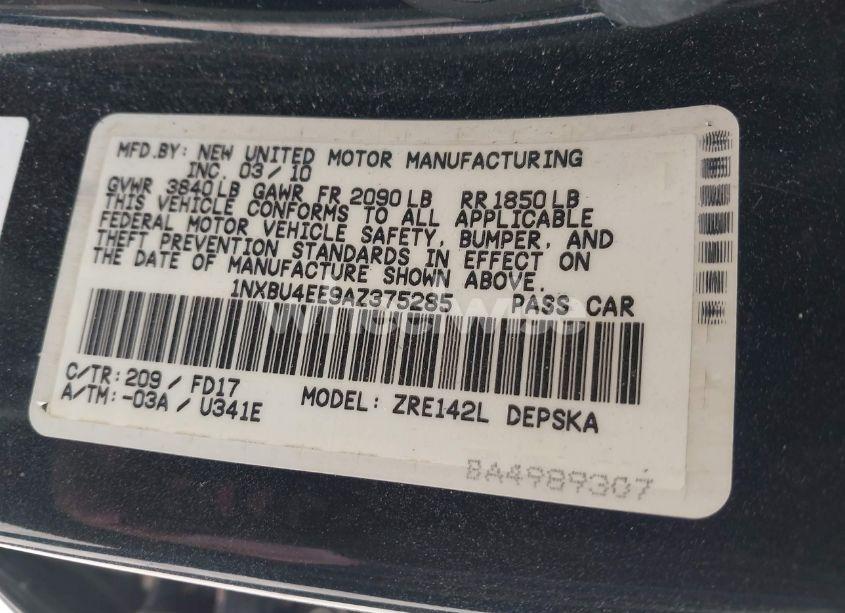 Photo 9 of 2010 Toyota Corolla S (VIN 1NXBU4EE9AZ375285)