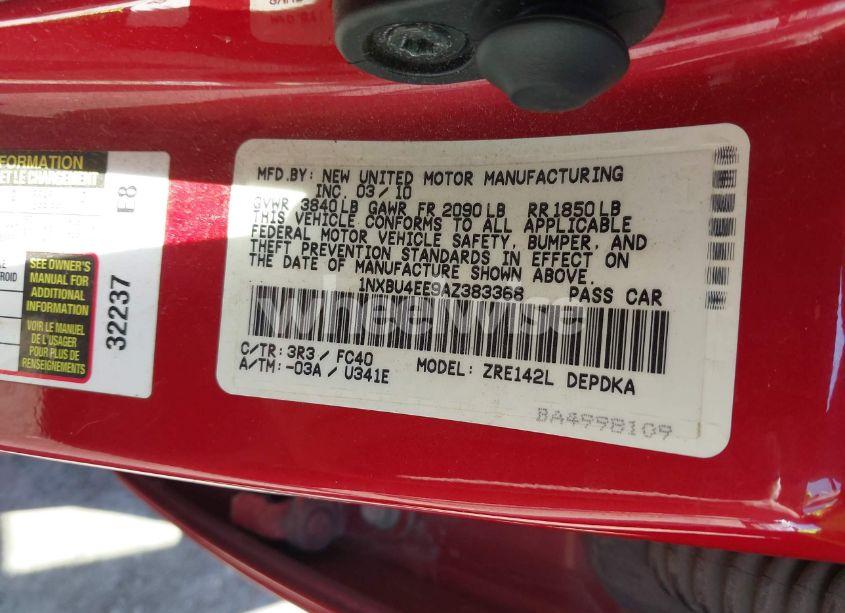 Photo 9 of 2010 Toyota Corolla LE (VIN 1NXBU4EE9AZ383368)