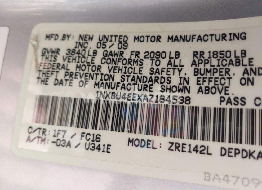 Photo 9 of 2010 Toyota Corolla LE (VIN 1NXBU4EEXAZ184538)