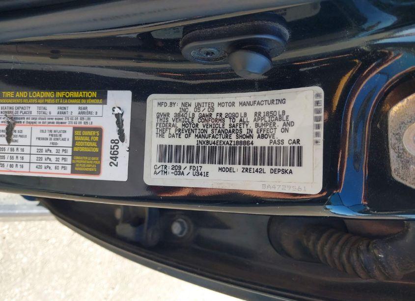 Photo 9 of 2010 Toyota Corolla S (VIN 1NXBU4EEXAZ188864)