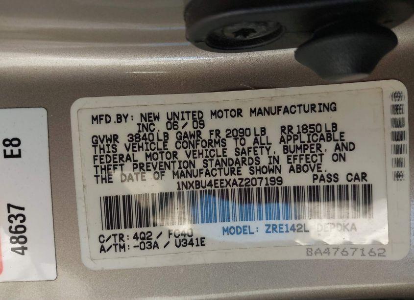 Photo 9 of 2010 Toyota Corolla LE (VIN 1NXBU4EEXAZ207199)