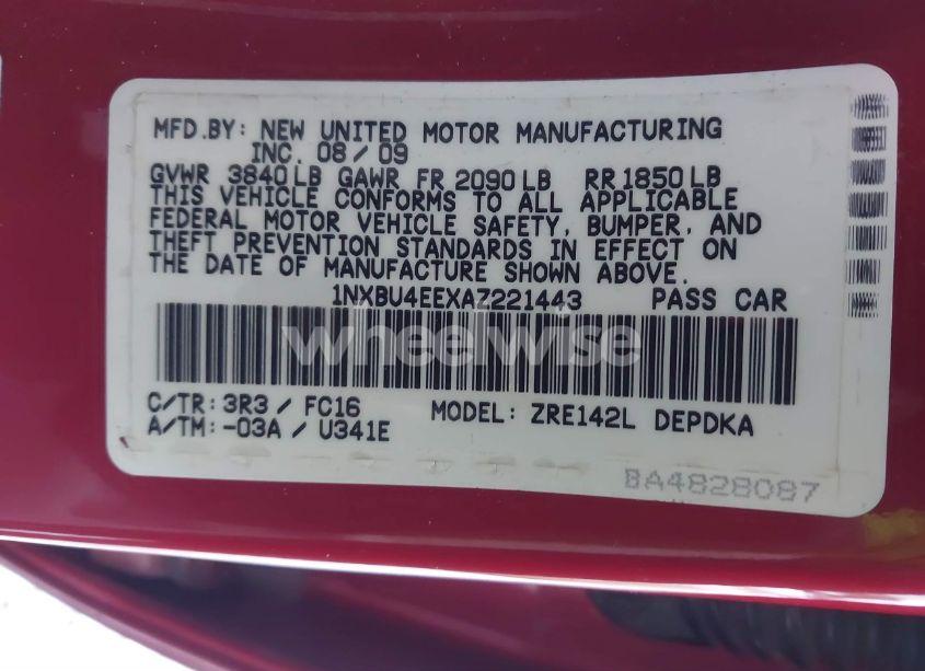 Photo 9 of 2010 Toyota Corolla LE (VIN 1NXBU4EEXAZ221443)