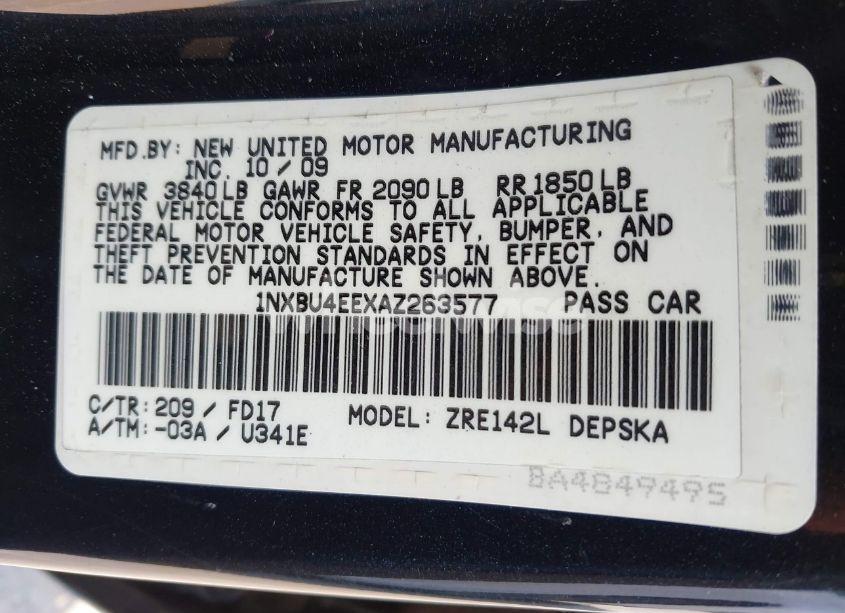 Photo 9 of 2010 Toyota Corolla S (VIN 1NXBU4EEXAZ263577)