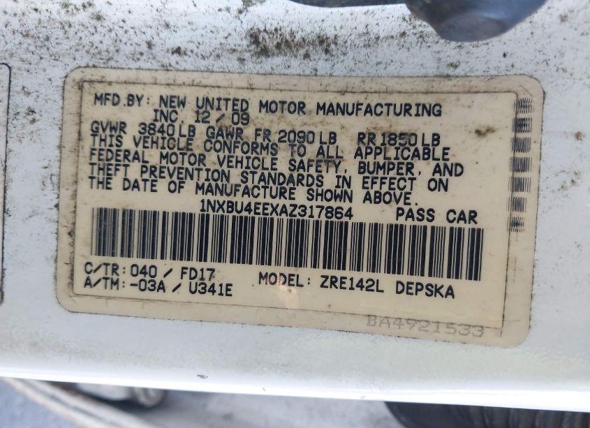 Photo 9 of 2010 Toyota Corolla S (VIN 1NXBU4EEXAZ317864)