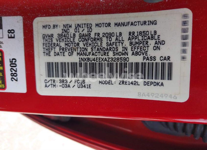 Photo 9 of 2010 Toyota Corolla LE (VIN 1NXBU4EEXAZ328590)